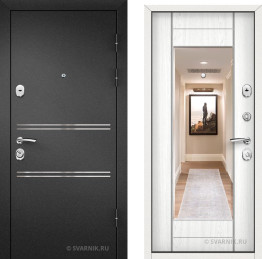 Дверь входная с зеркалом в офис порошковая — МДФ