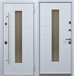 Дверь со стеклянной вставкой однопольная премиум в дом усиленная ДВ-274