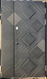 Дверь полуторная металлическая для дома и отделкой МДФ недорого ДВ-9